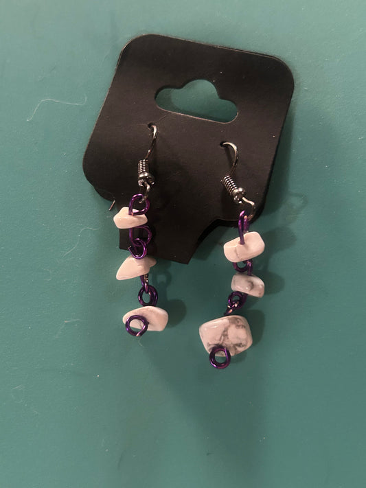 Howlite Crystal wire wrapped earrings