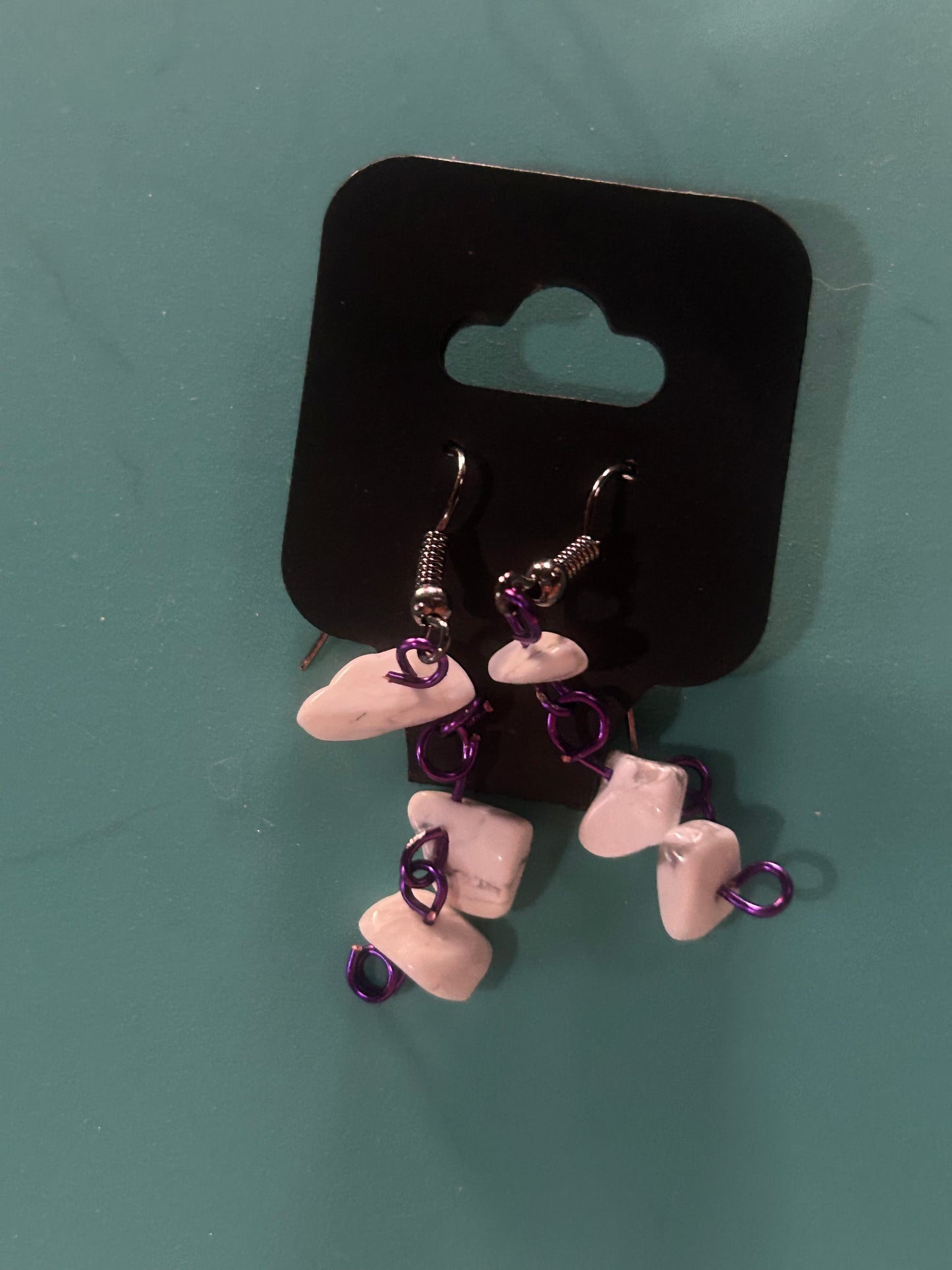 Howlite Crystal wire wrapped earrings