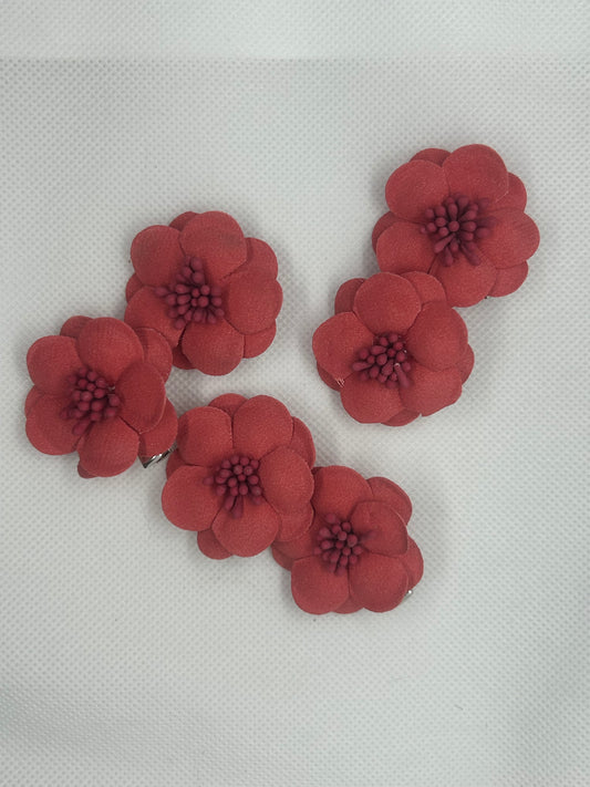 Red Flower Small Clips