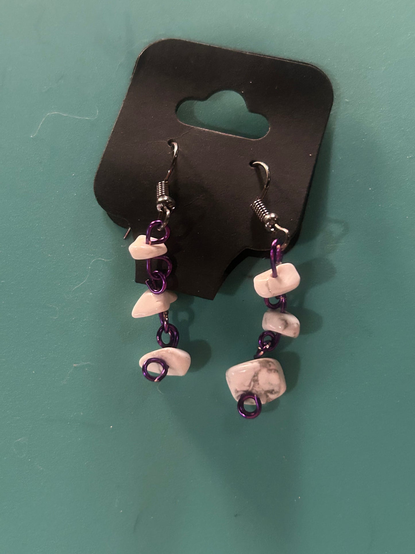 Howlite Crystal wire wrapped earrings